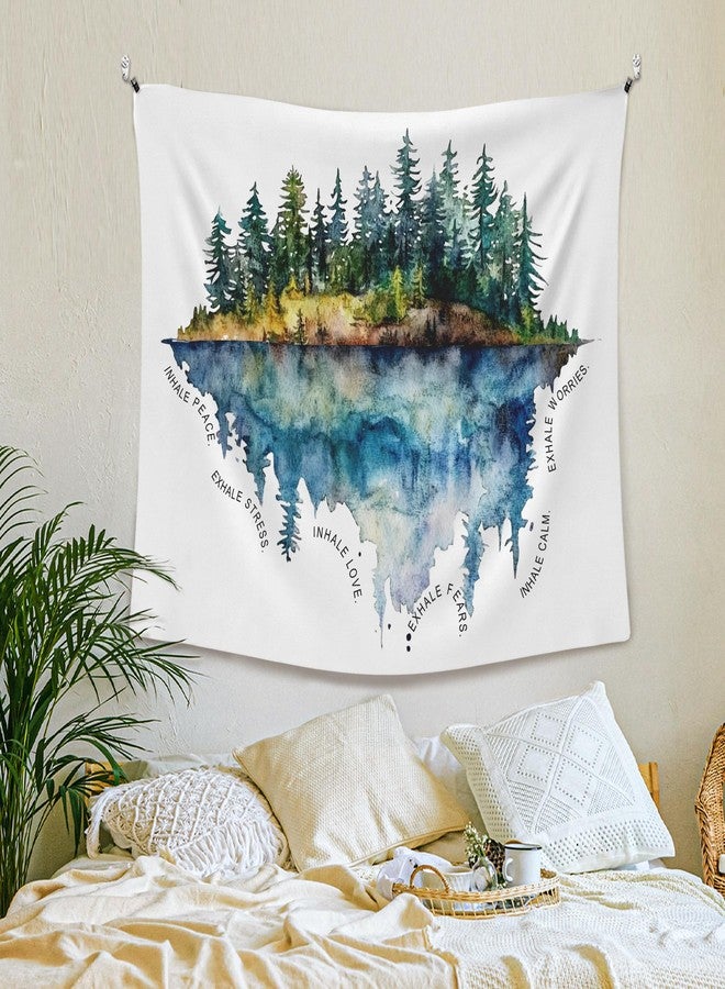 XLDLIOO Mental Health Moody Woods Classroom Wall Tapestry, Inhale Exhale Tapestry Hanging for Bedroom, Watercolor Tapestries Wall Room Decor Art for Classroom Therapy Office Counselling Room 50x60in - Image 3